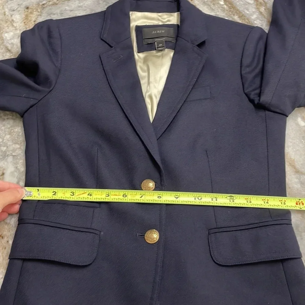 J. Crew Schoolboy Blazer Navy Blue Wool Blend Jacket Gold Buttons